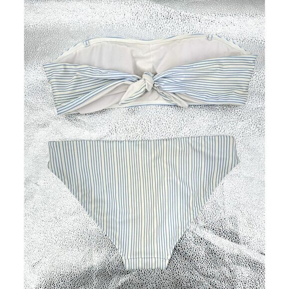 VINEYARD VINES 2 piece bikini swimsuit strapless bandeau padded cups blue XS M - Picture 5 of 10